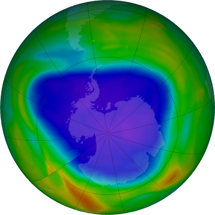 Antarctic ozone map for 20 September 2021